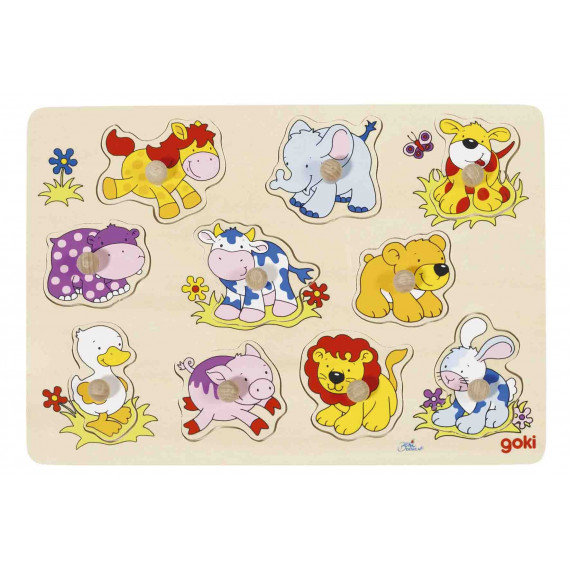 Puzzle Encastrement Bebes Animaux Puzzle En Bois Goki