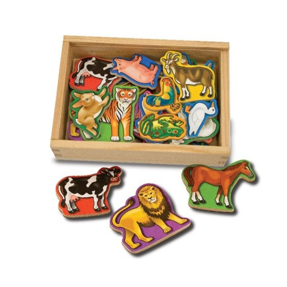 Magnets animaux en bois FSC® - multicolore, Jouet